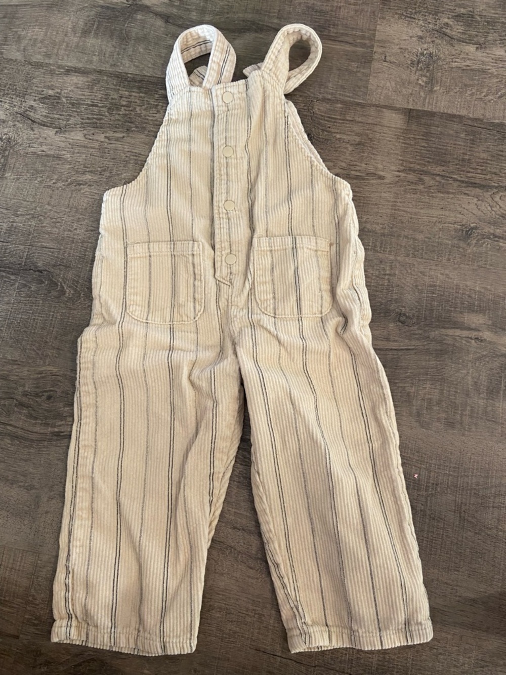 Zara Cream Striped Corduroy Kids Overalls